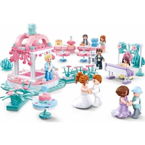 Sluban B0768 Pink Dream Wedding Ceremony Dance Party Piano Garden City DIY Mini Blocks Bricks Building Toy for Children No Box