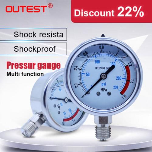 OUTEST Water Air Oil Vacuum Dry Utility Mini Pressure Gauge 0-60MPa Thread 1/4" Inch Pipe Thread Manometer