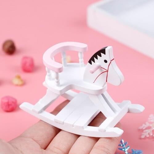 1:12 Dollhouse Miniature Wooden Rocking Horse Chair Nursery Room Furniture Doll House Accessories Toys