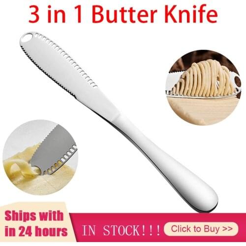 3 In1 Stainless Steel Multifunction Butter Knife For Breakfast Tool Cheese Spreaders Cream Knifes Utensil Cutlery Dessert Tool