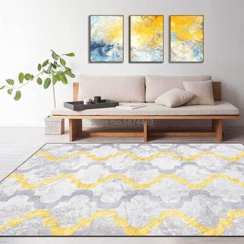 Fashion Modern Light Luxury European Geometric Golden Gray Living Room Bedroom Bedside Carpet Floor Mats