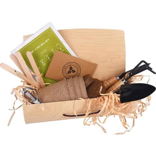 Planting Kit Gardening Tools Growing Plant Germination Kit Pulp Cup,Coconut Chaff,Seed Pack,Bark Box,Three-Piece Shovel,Pencil