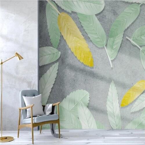 Custom 3D wallpaper Nordic minimalist small fresh leaves bedroom background wall painting high quality material waterproof