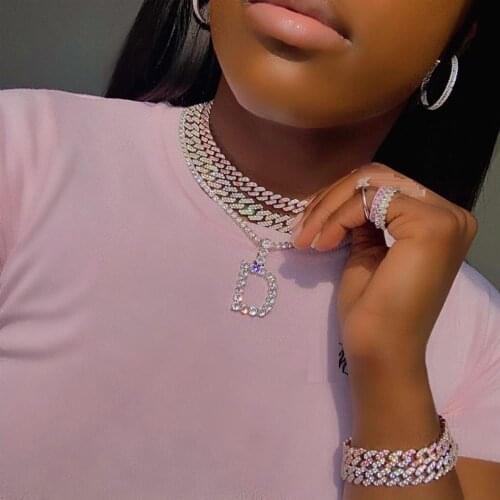 2020 NEW hip hop bling cz cuban chain 9mm pink white cz Miami cuban chain bracelet necklace jewelry set