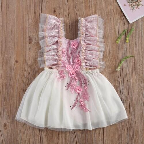 Pudcoco Newborn Baby Girl Clothes Flower Embroidery Sleeveless Casual O-neck High Waist One-piece Clothing Baby Girl Dress