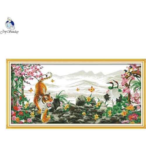 Joy Sunday Tigers howl with the rise of winds Printed Counted Chinese Cross Stitch Kits Cross-stitch set Embroidery Needlework
