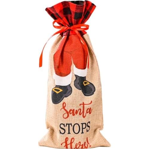 Christmas Wine Bottle Covers, Santa Claus Climbs Red Wine Bottle for Xmas Party Table Home Decorations