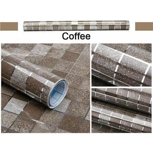 Aluminum Foil Self adhesive Wallpaper Bathroom Waterproof Kitchen Oil-proof Wall Stickers Paper Scrub Mosaic Wall Tile