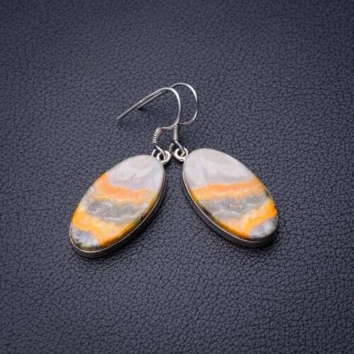 StarGems Natural Bumble Bee Jasper Handmade 925 Sterling Silver Earrings 1.75" D7610
