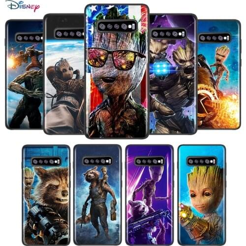 Marvel Avengers Super Hero Groot For Samsung Galaxy S21 S20 FE Ultra S10 Lite S9 S8 Plus S7 5G TPU Silicone Black Phone Case
