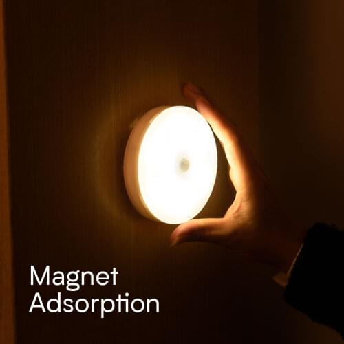 Rechargeable Battery LED Under Cabinet Lamp 5V PIR Motion Sensor Puck Night Lights Wardrobe Closet Bedroom Kitchen Wall Lights