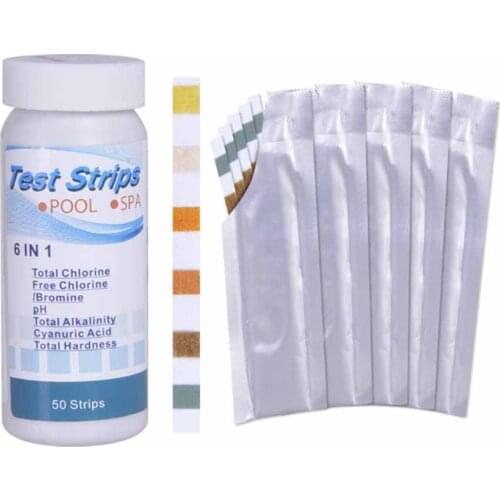 6-in-one Swimming Pool Test Paper PH Value Of Residual Chlorine Alkalinity Hardness Test Strip 50 Pieces Per Bottle