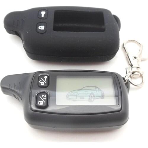 TW9030 LCD Remote Control Key Fob + Silicone Case Trinket for Russian TW 9030 two way car alarm system Tomahawk TW-9030 Keychain