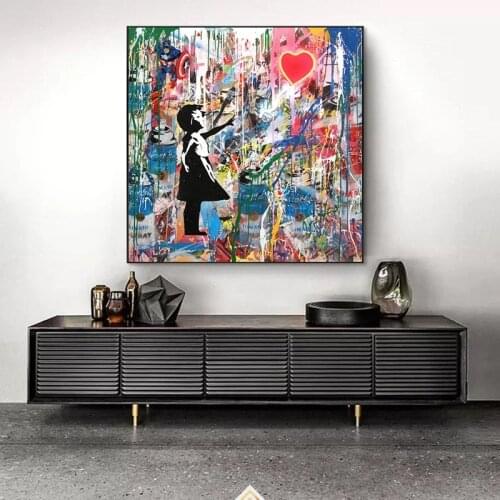Street Graffiti Art Banksy Art Canvas Painting Cuadros Pop Posters and Prints Wall Art for Living Room Home Decor (No Frame)
