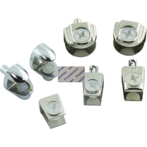 100Pcs Zinc Alloy Wine Display Showcase Cupboard Cabinet Furniture Glass Shelf Clip Support Clamp Stud Peg 5mm Turn Locking