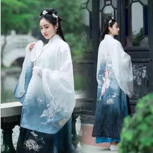 Ancient Chinese Women Hanfu Vintage Outer Coats 3 Piece Set Role Play Female Carnival Halloween Cos Costume