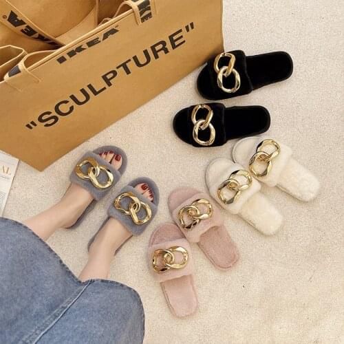 Fluffy Slippers Womens 2021 New Korean Style Student Outer Wear Casual Cute Comfortable Slippers Fashion Flat Flip-Flops