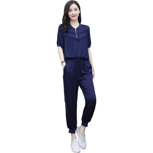 Jospoo Women Sports Suits 2020 Summer New Loose Slimming Sweatsuit Elegant Fashion Short-Sleeved Harem Casual Two Piece Set