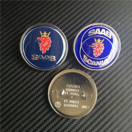 10pcs 50mm New Car Styling SAAB SCANIA Blue Front Bonnet Badge Emblem Auto Logo 2 pins 5289871 4522884