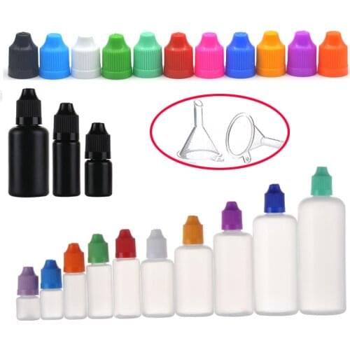 100pcs 3ml 5ml 10ml 15ml 20ml 30ml 50ml PE Plastic Dropper Bottle Empty E Liquid Squeeze Bottle with Childproof Cap and Fine Tip
