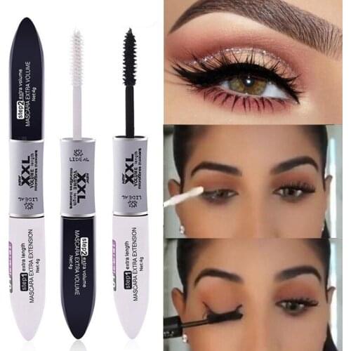 2 in 1 Silk Fiber Mascara Thick Curling Eyelash Lengthening Waterproof Black White Ink Extension Eye Lash Rimel Volume Mascara