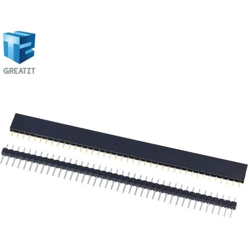 20pcs 10 pairs 40 Pin 1x40 Single Row Male and Female 2.54 Breakable Pin Header PCB JST Connector Strip for Arduino Black