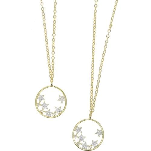 2021 Christmas Gift Jewelry For Friend Lover Geometric Round Circle Pendant With Multi Cz Star Charm Fashion Necklace