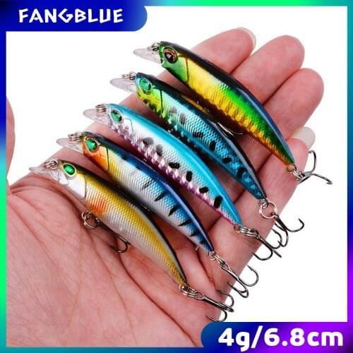 5Pcs Minnow Fishing Lures 68mm 4g Wobblers Lure Laser Body Hard Fake Bait Treble Hooks Floating Lifelike Fishing Tackle