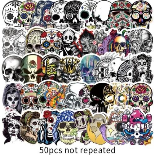 50pcs Waterproof Car Reflective Stickers Skull Blood Fly PVC Motorcycle Decoration Stickers Auto Driving Exterior Accessories