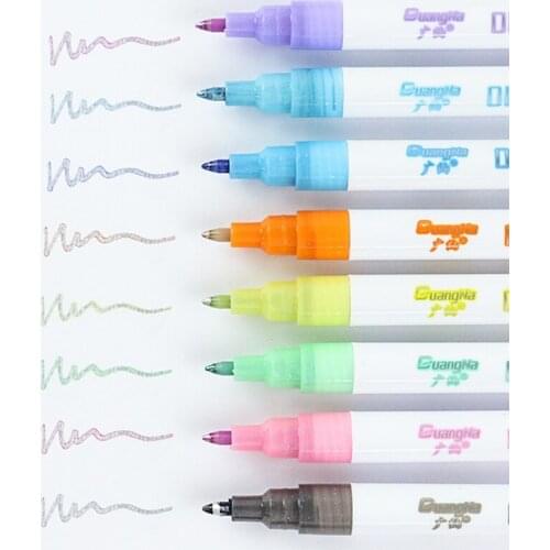 8 pcs Dongmi double line notebook highlighter pen candy colored notebook pen student boutique DIY creation special neutral pen