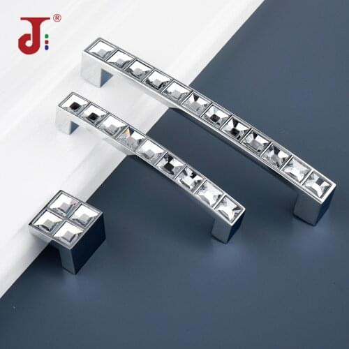 96/128mm Modern Simple Style Handle Crystal Solid Aluminum Handle for Furniture Crystal Cabinet Knobs Drawer Wardrobe Pull