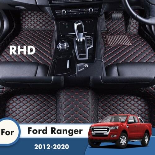 RHD Carpets Car Floor Mats For Ford Ranger T8 T7 T6 2020 2019 2018 2017 2016 2015 2014 2013 2012 Leather Interior Accessories