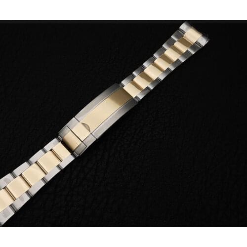 904L Steel Middle Gold Color Watch Bracelet Band Strap For RLX Rolex Submariner 97200, Watch Accessories