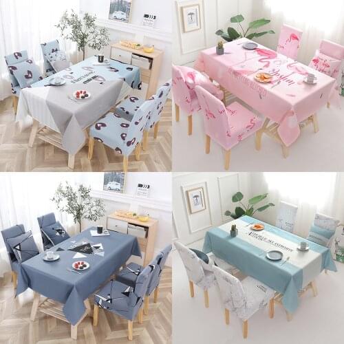 Ins Decorative Tablecloth + 4Pcs Chair Cover Set Thick Rectangular Cotton Linen Wedding Dining Decor Table Cloth