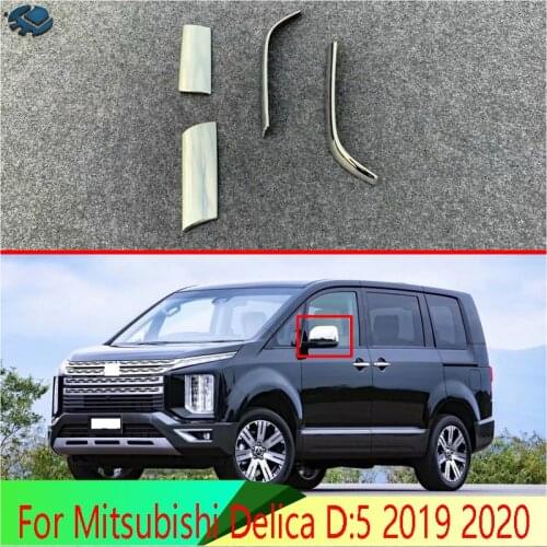 For Mitsubishi Delica D:5 2019 2020 ABS Chrome Side Mirror Rear View Wing Chrome Cover Trim Molding Bezel Car Styling