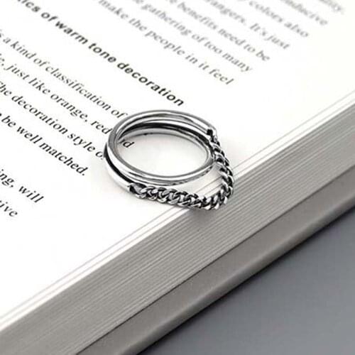 Double-layer Finger Rings Minimalist Elegant Ring With Line Chain Multiple Rings for Women Party Fashion Jewelry Gift