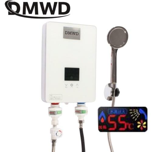 DMWD Electric hot Water Heater Instant Shower Tankless Watering heaters bathroom LED display Faucet Kitchen quick Heating tap