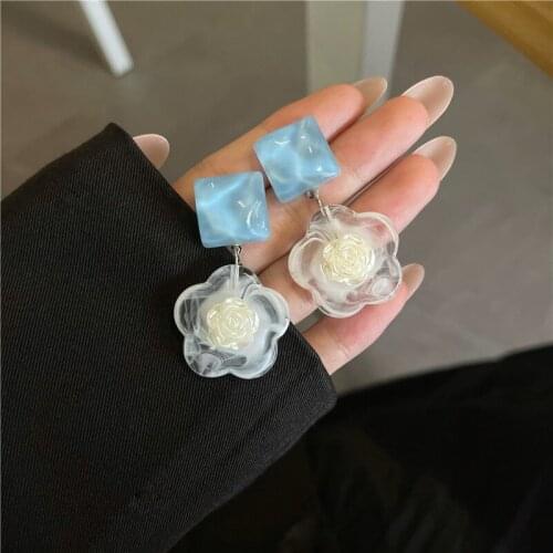 Korean temperament simple flower earrings female 2021 new trendy fashion design ear jewelry