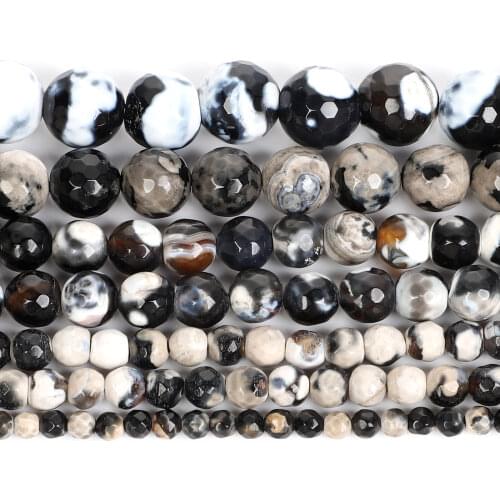 4/6/8/10/12mm Round Natural Stone Beads For Jewelry Making DIY Black White Agates Loose Spacer Bead Bracelet Necklace Handmade