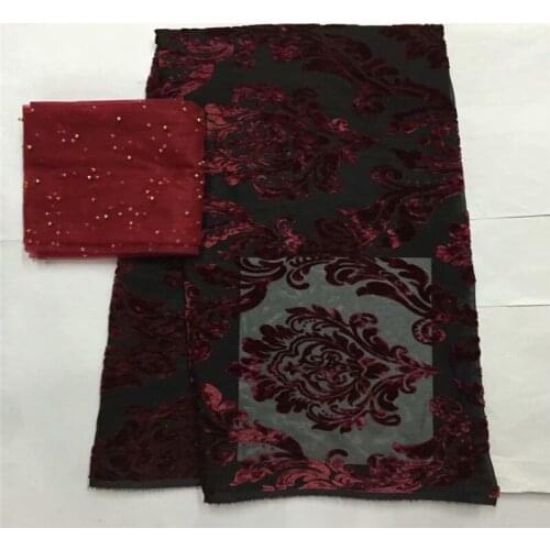 LX!Hot Selling High Quality Silk Velour Fabric Textile Flower Pattern Velour Fabric Ladies Dress for(5+2)Yards! F31501
