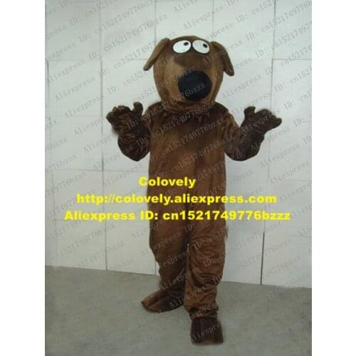 Smart Brown Dog Puppy Mascot Costume Mascotte Cutu Pup Doggie Adult With Large Black Nose White Black Eyes No.2083 Free Ship