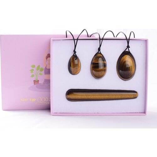 Massage Egg Yoni Wand Gift Box Set Natural Tiger Eye Crystal Mineral Stone Ball Kegel Exercise Tool Pelvic Floor Muscle Vaginal