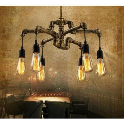 Copper Loft Vintage Retro Pulley Wrought Iron Pendant Light Industrial Lamps E27 Edison Pendant Lamp Home Light Fixtures