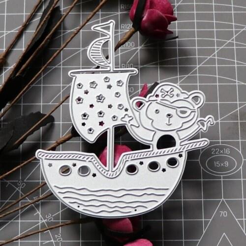 Cartoon Pirate Ship Moon Boat Metal Cutting Dies Stencils Die Cut for DIY Scrapbooking Album Paper Card Embossing