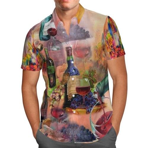 Grape Wine 3D Beach Hawaiian 2021 Summer Mens Shirt Short Sleeve Shirt Streetwear Oversized 5XL Camisa Social Chemise Homme-115