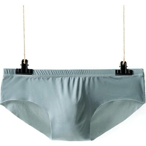 Men Briefs Ice Silk Translucent Sexy Underwear Swimming Trunks Underwear Sexy Beach Summer Modal Mens Solid-Color Convex