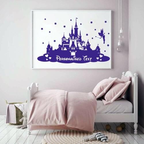 Custom Name Princess Castle Star Fairy Tale Wall Sticker Girl Room Kids Room Personalized Name Castle Star Wall Decal Bedroom