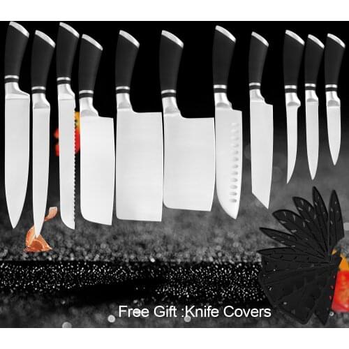 XYj Japanese Stainless Steel Kitchen Knives Chop Chef Boning Beef Santoku Cleaver Slicer Utility Knife Meat Poultry Seafood Tool