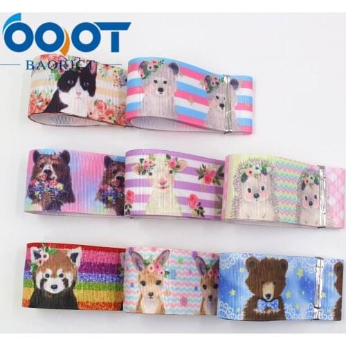 OOOT BAORJCT I-19906-2069,38mm,10yards Cartoon Thermal transfer Printed grosgrain Ribbons,Clothing bow cap DIY decorations