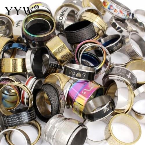 Wholesale US Size High Quality Stainless Steel Ring for Men 2021 New Fashion Male Finger Rings Jewelry Gift 20pcs/Bag